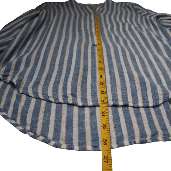 Lucky Brand Womens Linen Blend Popover Top Size Small Blue White Stripe Nautical - Picture 8 of 8